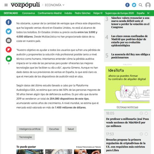 Informe sector Audfonos en Vozpopuli